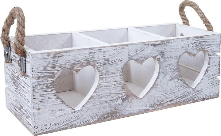 Produktbild Swisshandel24 2x Dekokiste HWC-C26, Aufbewahrungsbox, 2 Griffe Indoor Paulownia shabby weiss, 10x10x30cm (10 x 30 x 10 cm)