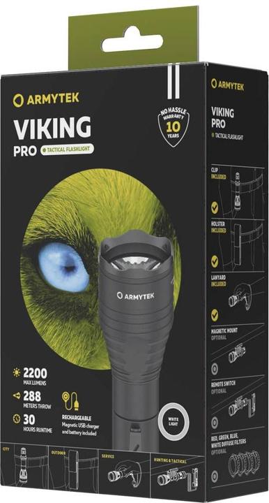 Image du produit ArmyTek Lampe de poche Viking Pro White LED alimentée par batterie 2050lm 136g (16 cm, 2050 lm)