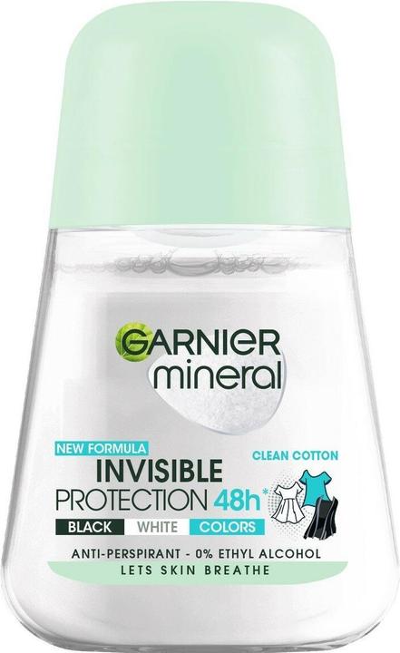 Actual product image Garnier Invisible Protection 48H Clean Cotton Women Roll-On Antiperspirant Roll-On 50Ml (Roll-on, 50 ml)