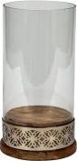 IKO Windlicht mit Holzsockel und Glas d=13,5cm h=25,5c