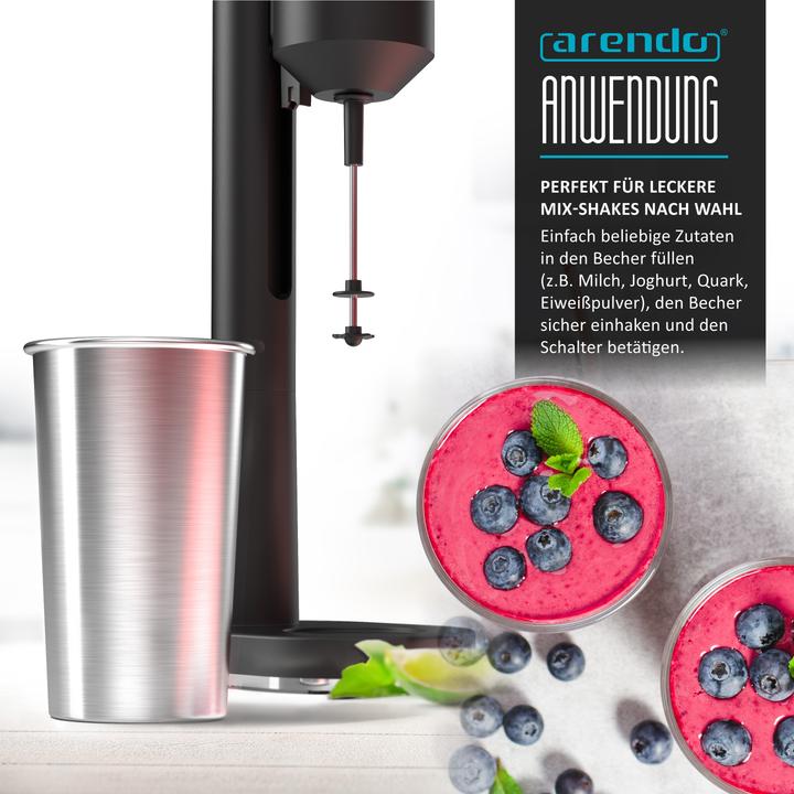 Produktbild Arendo Standmixer Elektrischer Getränkemixer 22.000 U/min, Doppelstab, 100W, für Milkshakes, Smoothies uvm. (CH-Stecker, 100 W)