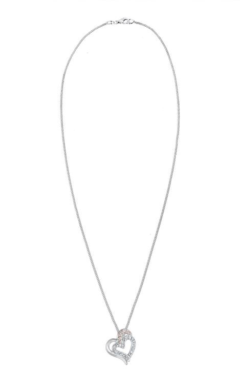 Image du produit Elli mit Herz-Anhäger verziert mit Kristallen (Argent Sterling, 45 cm)