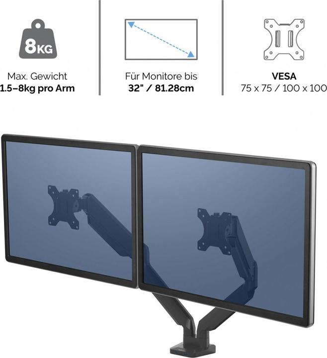 Produktbild Fellowes Platinum Series Doppel Monitorarm (Tisch, 40")