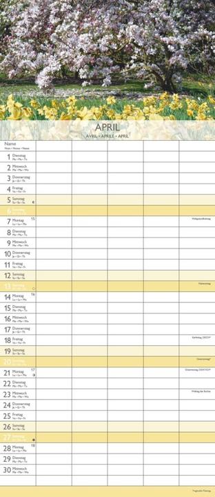 Produktbild Alpha Edition Gärten 2025 Familienplaner, 19,5x45cm, Familienkalender mit 5 Spalten für Termine (Harter Einband, Deutsch)