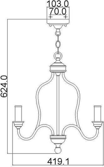 Actual product image Elstead Lighting Hartsville chandelier E14 triple chalk washed, beachwood (41.90 cm)