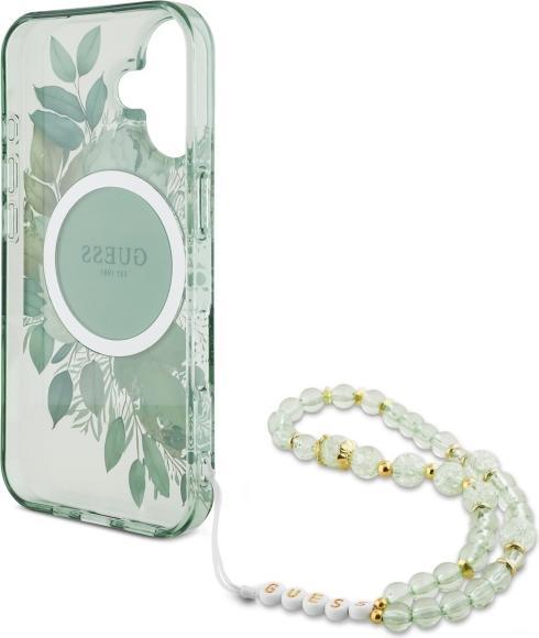 Image du produit Guess GUHMP16MHFWBRCESN iPhone 16 Plus 6.7" zielony/green hardcase IML Flowers With Pearl Strap MagS