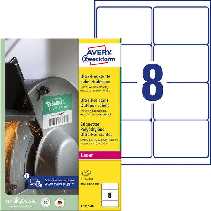 Productafbeelding Avery Doelblad L7914-40. Productkleur: Wit, Vorm: Afgeronde rechthoek, Kleeftype: Permanent. Breedte: 99