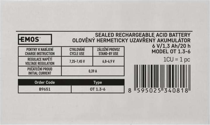 Actual product image Emos ACCUMULATOR SLA /1.3Ah FA (1 pcs., Device specific, 1300 mAh)