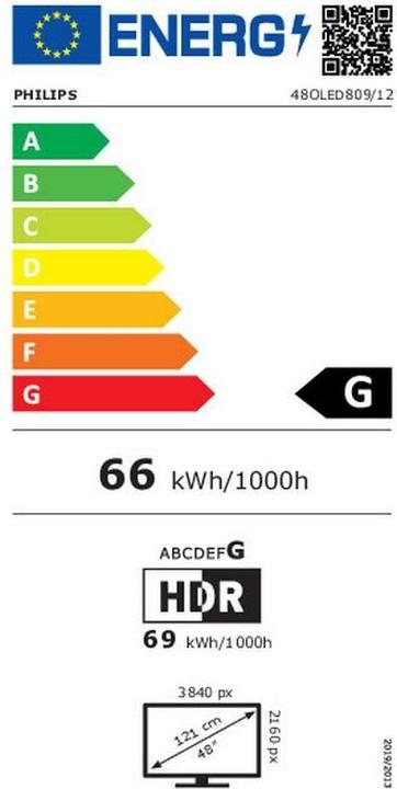 Label énergétique Philips 48OLED809/12 (48", OLED, 4K, 2024)