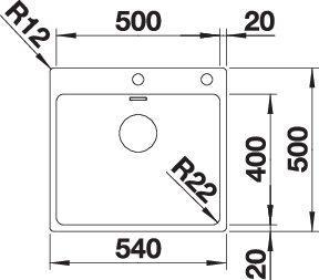 Produktbild Blanco Andano 500-IF/A (Aufsatzspülbecken, 50 cm, 54 cm)