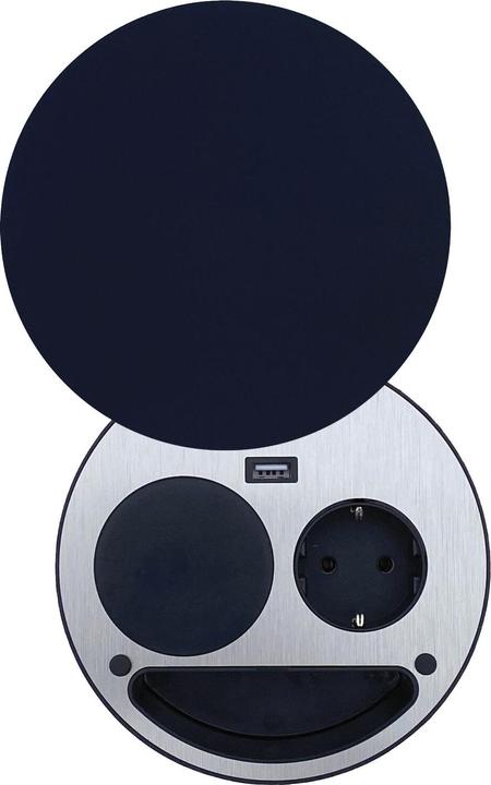 Produktbild Wipo Steckdosenelement Smile Schuko, USB und Wireless-Charger, schwarz (CEE 7/3, 1.80 m)