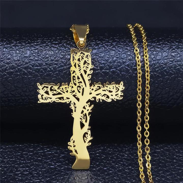 X-Tac Kreuz Lebensbaum Halskette (Metall)