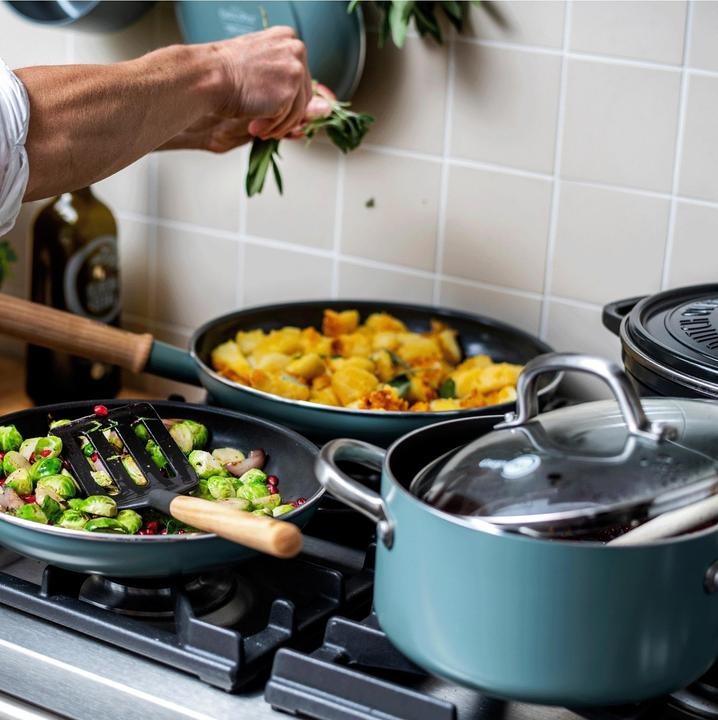 Produktbild Greenpan Mayflower hapjespan met deksel 24 cm - inductie - anti-aanbak - PFAS-vrij (Bratpfanne, Aluminium)