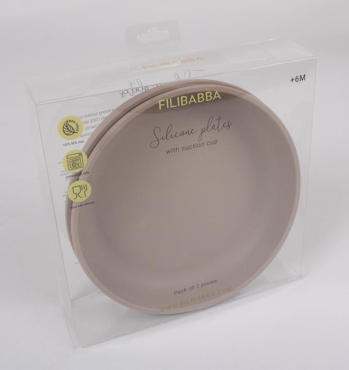 Actual product image Filibabba Silicone plate 2-pack, Warm Grey