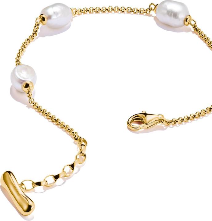 Immagine prodotto Thomas Sabo Armband mit Perlen Natural Beauty vergoldet (19 cm, Perla coltivata in acqua dolce, Argento 925)