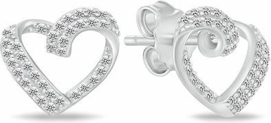 Brilio Silver - Silver earrings Crown with zircons EA1056W