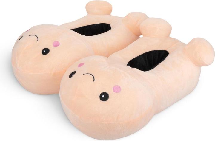 Actual product image Easytoys Penis-shaped Slippers with Smiley Face - Beige (L, XL)