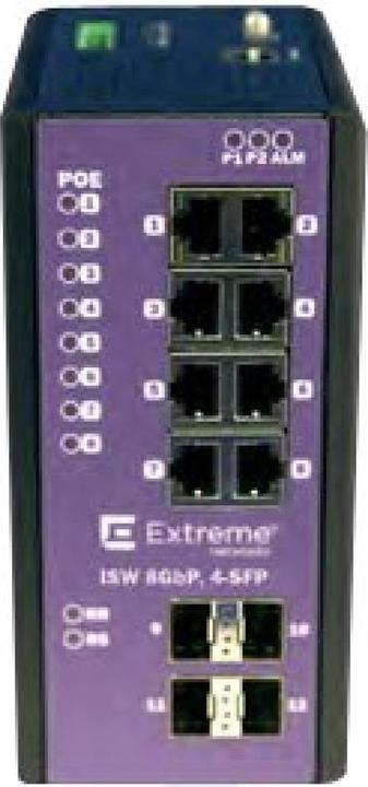 Actual product image Extreme Networks ExtremeSwitching Industrial Ethernet Switches ISW 8GBP,4-SFP (12 Ports)