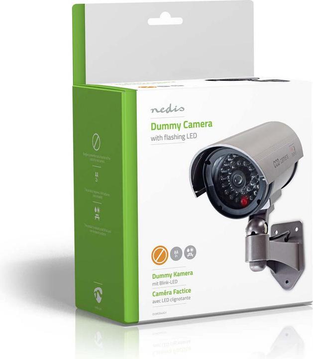 Actual product image Nedis Dummy surveillance camera Sphere IP44 Battery-operated For outdoor use incl. wall bracket