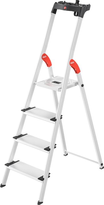 Hailo L80 ComfortLine, Alu-Sicherheits-Stehleiter, 4 Stufen (Stehleiter, 150 cm)