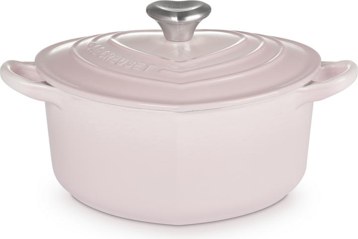 Image du produit Le Creuset Rôtissoire à coeur avec bouton de coeur Shell Pink (20 cm, Cocotte + faitout, Fonte)