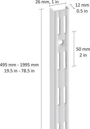 Produktbild Dolle Wandschiene 2-reihig H 995 mm silber