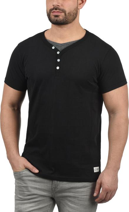 Actual product image Solid Dorian Men's T-Shirt Short Sleeve Shirt Tee With Grandad-Neck (M)