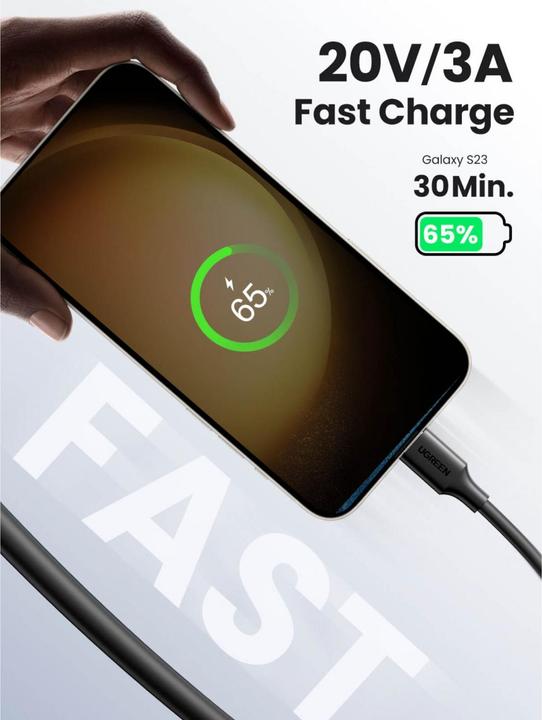 Produktbild Ugreen USB-C Power Delivery QC 3.0 20V 3A 60W (1 m, USB 2.0)
