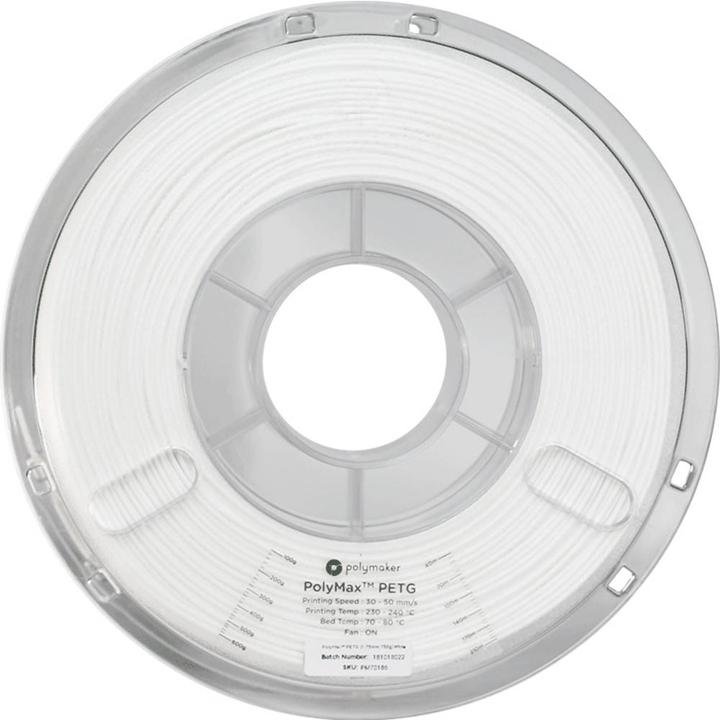 Actual product image Polymaker PB02002 PolyMAX Tough Filament PETG high stiffness, heat resistant (PETG, 1.75 mm, 750 g, White)