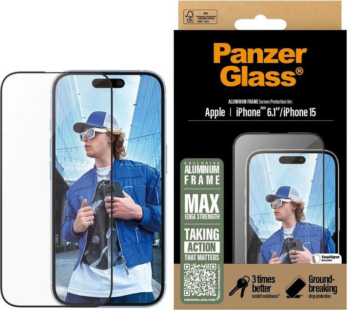 PanzerGlass Ultra-Wide Fit (1 Stück, Apple iPhone 16, Apple iPhone 15)