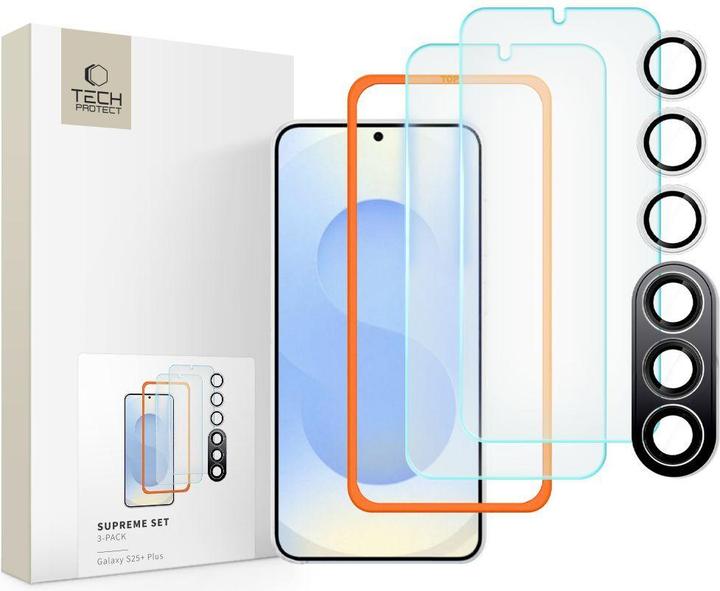 Produktbild Tech-Protect Supreme Set for Samsung Galaxy S25+ 2x tempered glass for display / tempered glass for (1 Stück, Samsung Galaxy S25+)