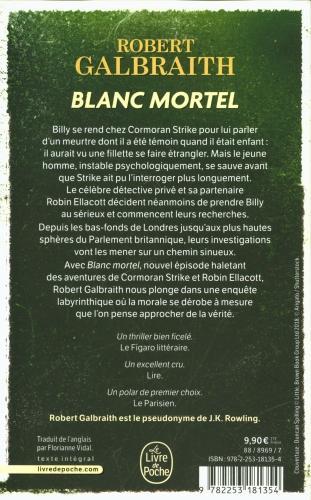 Produktbild Blanc mortel. Une enquête de Cormoran Strike (Französisch, Galbraith Robert, 2020)