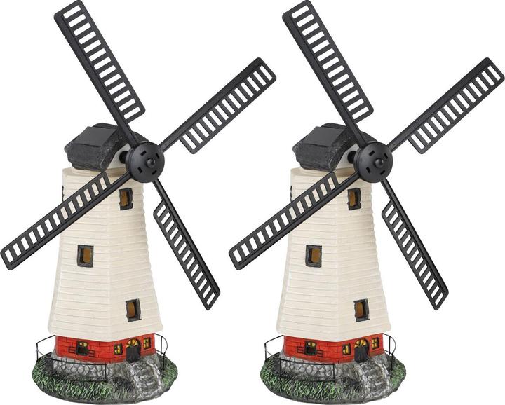Image du produit HI Lot de 2 moulins à vent solaires avec fenêtres éclairées