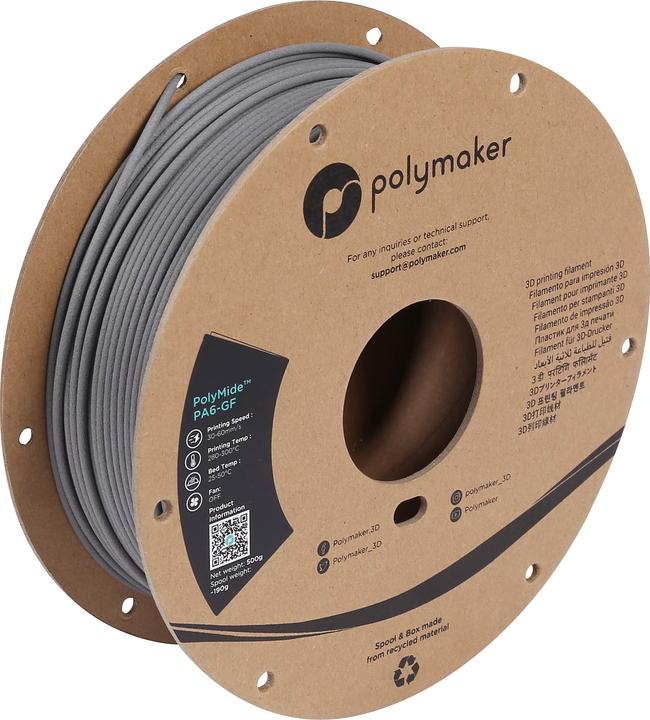 Image du produit Polymaker PolyMide PA6-GF Gris 2.85mm 500g (PA-GF, 2.85 mm, 500 g, Gris)