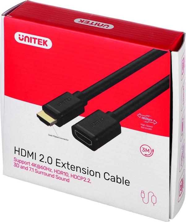 Image du produit Unitek Y-C166K Câble HDMI 4K 60Hz haute vitesse (3 m, HDMI)