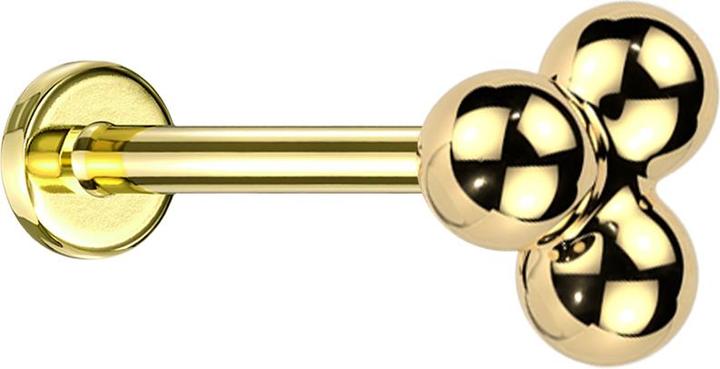 Immagine prodotto Star Piercing Micro Threadless Labret vergoldet drei Kugeln (senza ottone, Titanio G23)