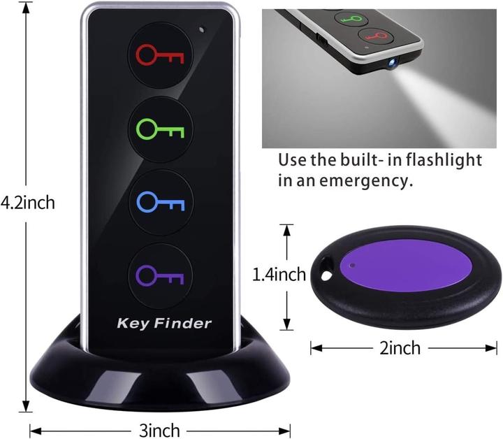Actual product image Reyke Schlüsselfinder-Set mit LED-Taschenlampe (4 Empfänger)