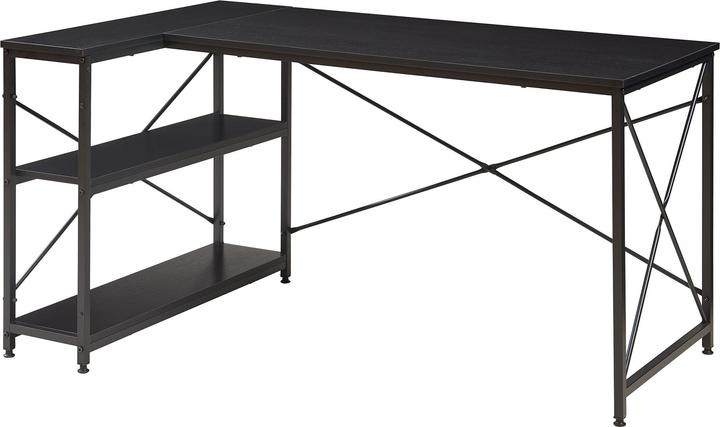 Actual product image En.Casa Schreibtisch Raundsvalt mit 1 Regal L-förmig 137x88x75 cm Schwarz