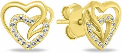 Brilio Silver - Delicate silver earrings Hearts with zircons EA1119W