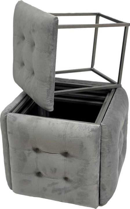 Go Gift Puff-Transformator 5in1 - 5 Hocker in 1 Pouffe grauer Samt
