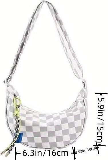 Only-Bags.Store Chic Plaid Canvas Crossbody Bag - grosse Kapazität Knödel Stil mit Nylon-Futter & Zip-Verschluss