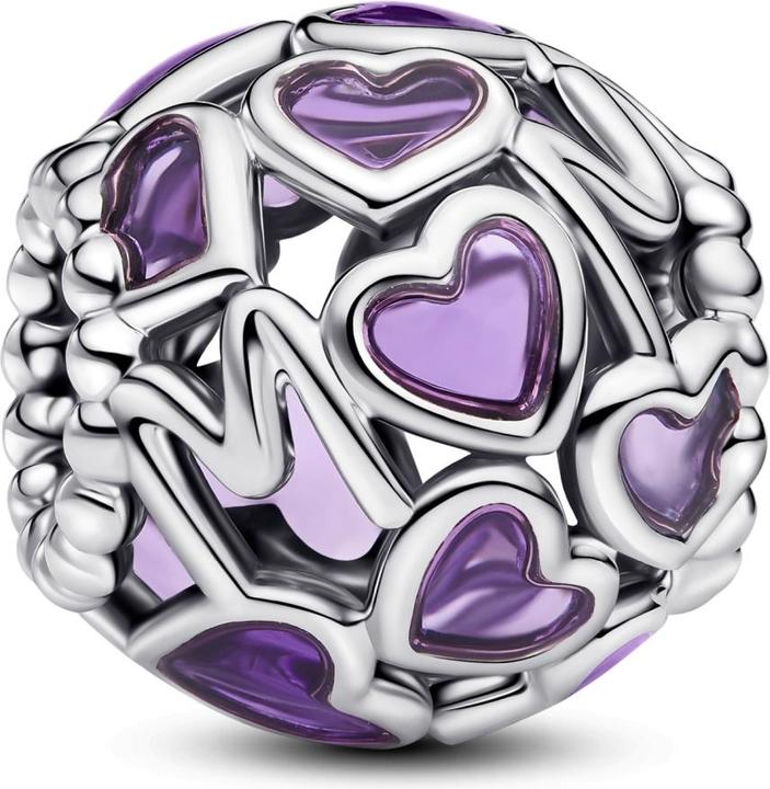 Pandora Herzen Mom (Emaillack, Sterlingsilber)