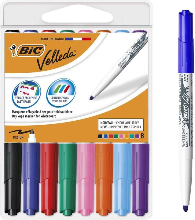 Actual product image Bic Velleda Whiteboard Marker (Multicoloured, 1.40 mm, 8 x)