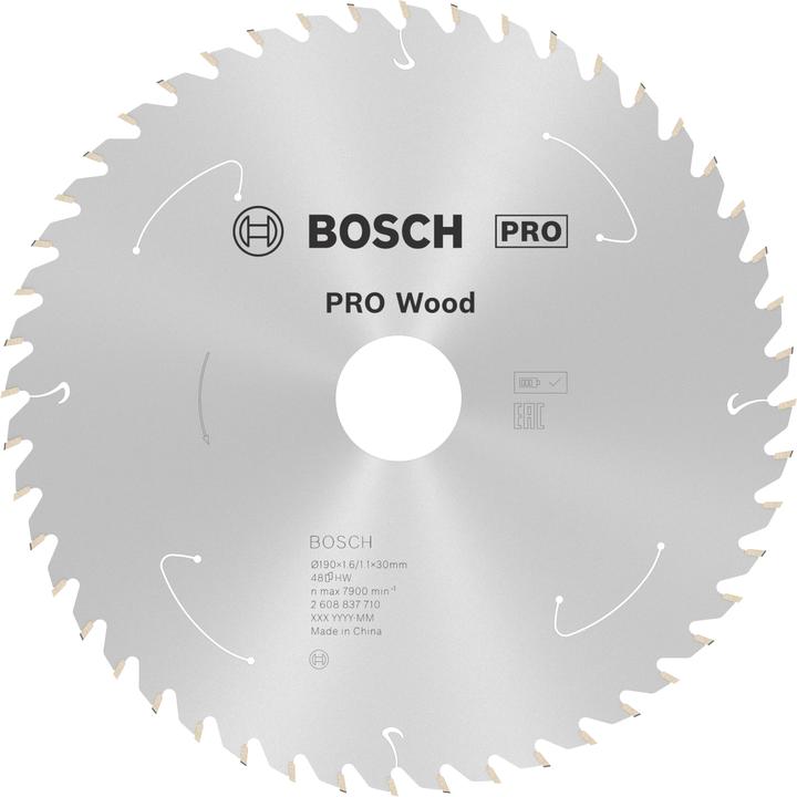 Productafbeelding Bosch Professional Zubehör Cirkelzaagblad Standaard voor hout, 190x1,6/1,1x30,48 tanden