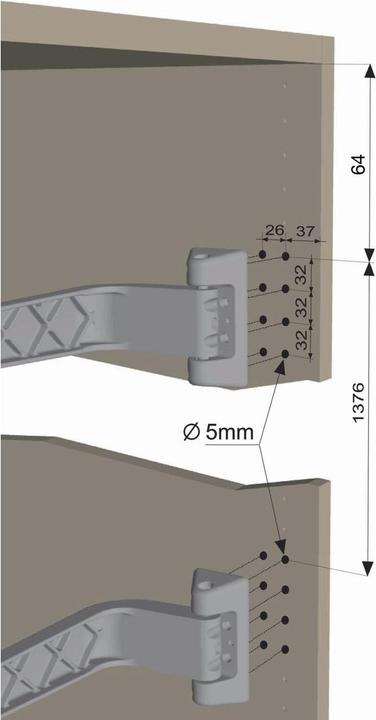 Produktbild Servetto Schwenktürbeschlag MOTION-V KB 1000 mm,Druckgussaluminium grau lackiert
