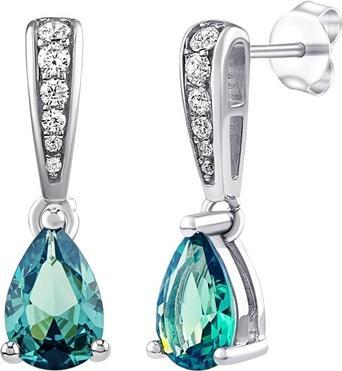 Silvego Ella Silver Synthetic Paraiba Tourmaline and Brilliance Zirconia Earrings MSS195EPAR