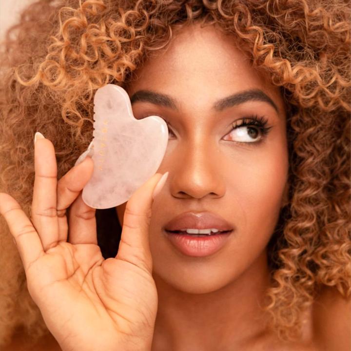 Actual product image VBEAUTY Tools - Gua Sha Rose Quartz with Teeth