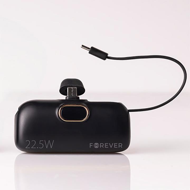 Actual product image Forever mini power bank MTB-100 22.5W 5000 mAh USB C black (5000 mAh, 79200000 W, 22.50 Wh)