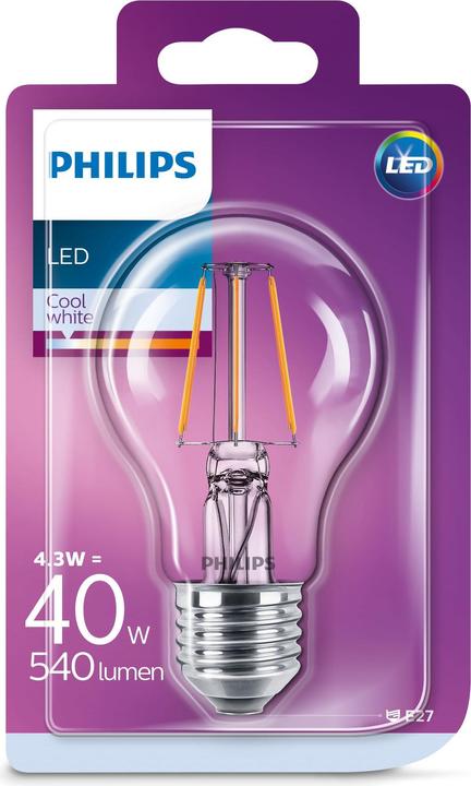 Produktbild Philips LED Lampe A60 4.3W (40W) KW ND (E27, 4.30 W, 540 lm, 1 x, G)