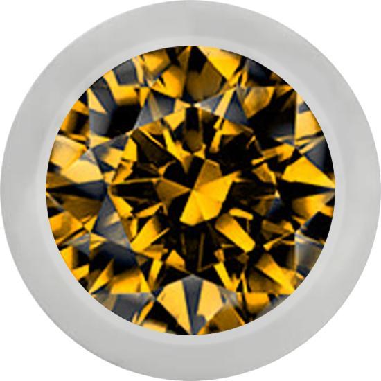 Star Piercing Micro Kugel silber mit Kristall topaz (ohne Messing, Chirurgenstahl 316L)